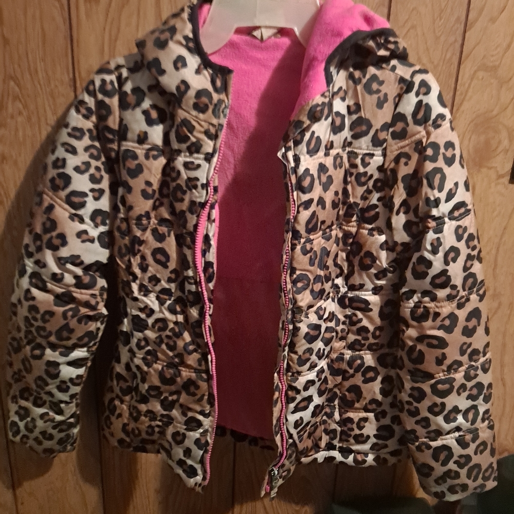 Girls cheetah print coat large